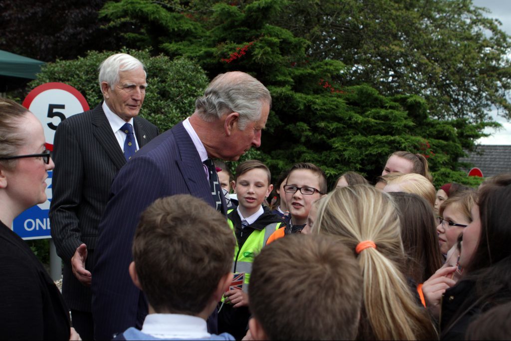 Prince Charles chatted with pupils from Viewlands Primary School as he visited the care home.