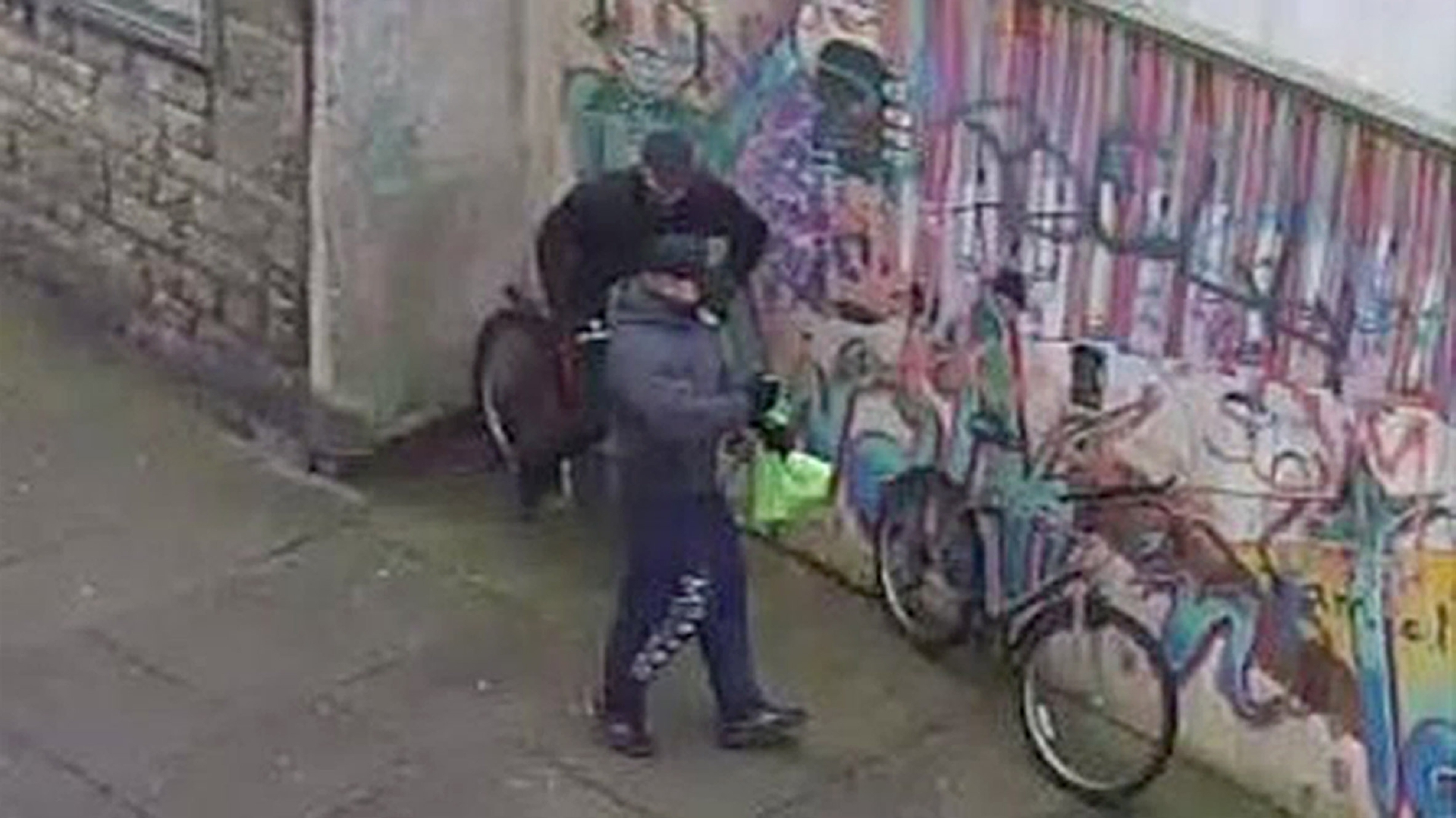 The two thieves made off on bikes after the raid.