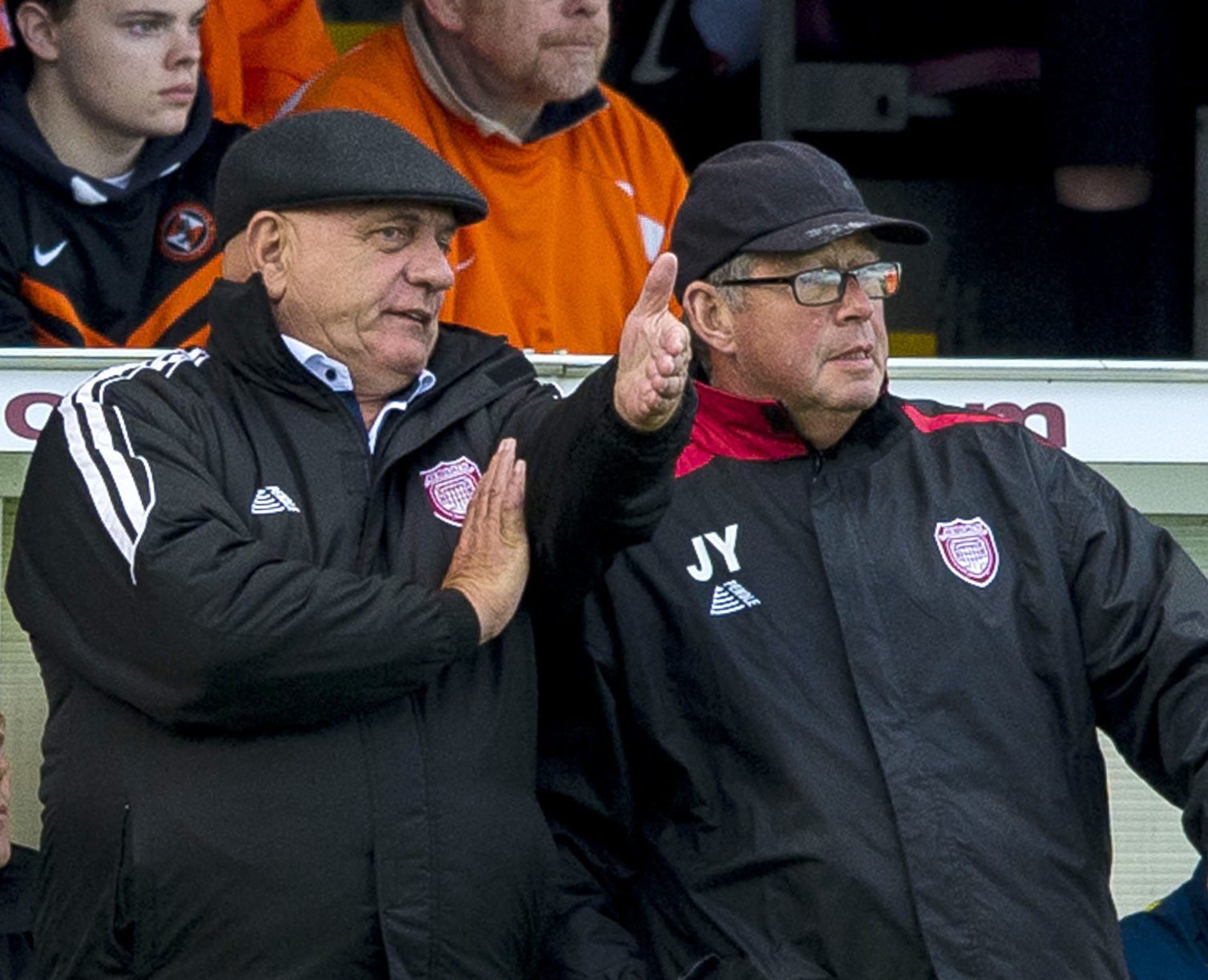 Arbroath manager Dick Campbell (left) and coach John Young.