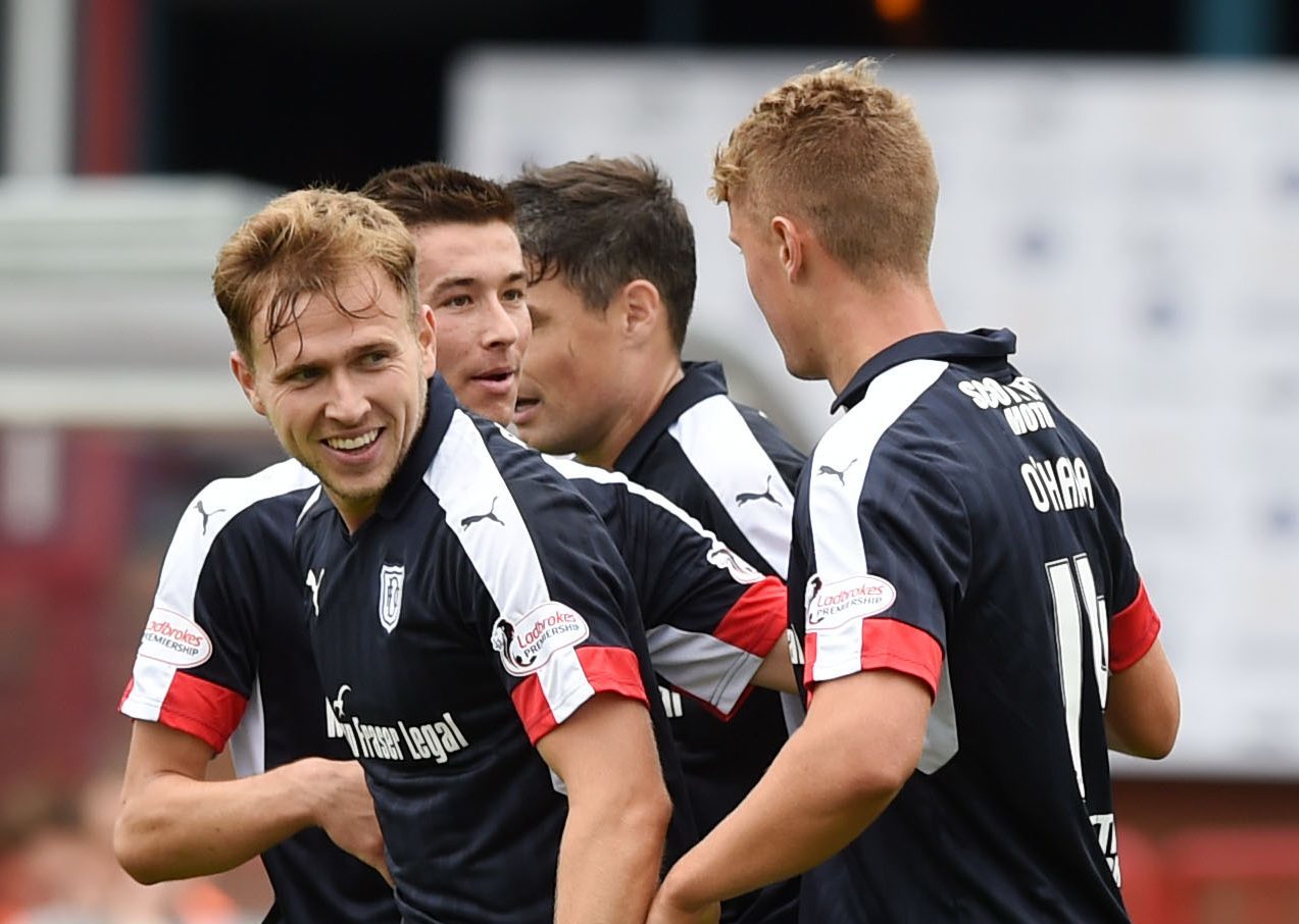 Greg Stewart celebrates his hat-trick.