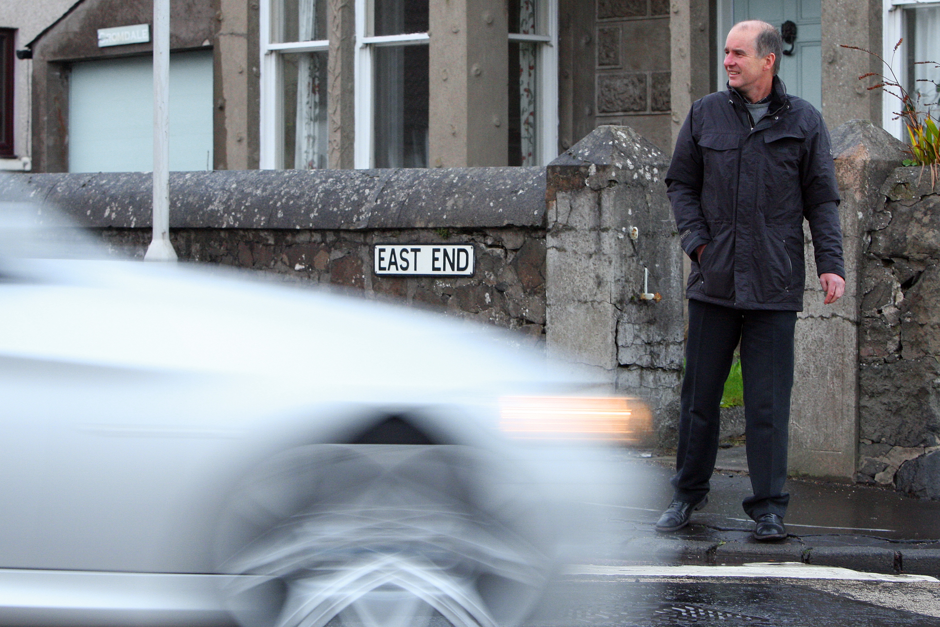 Patrick Laughlin at cross roads which he says are almost impossible to cross due to the volume of traffic at the A92 in Freuchie.