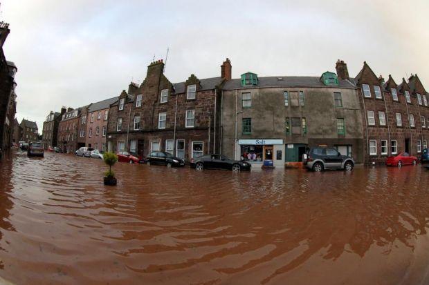 Stonehaven during flooding in 2012.