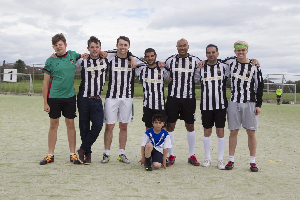 Arbroath sports centre, Syrian families take part in footy game