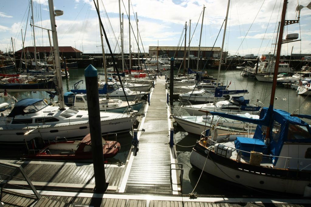 Arbroath marina pontoons.