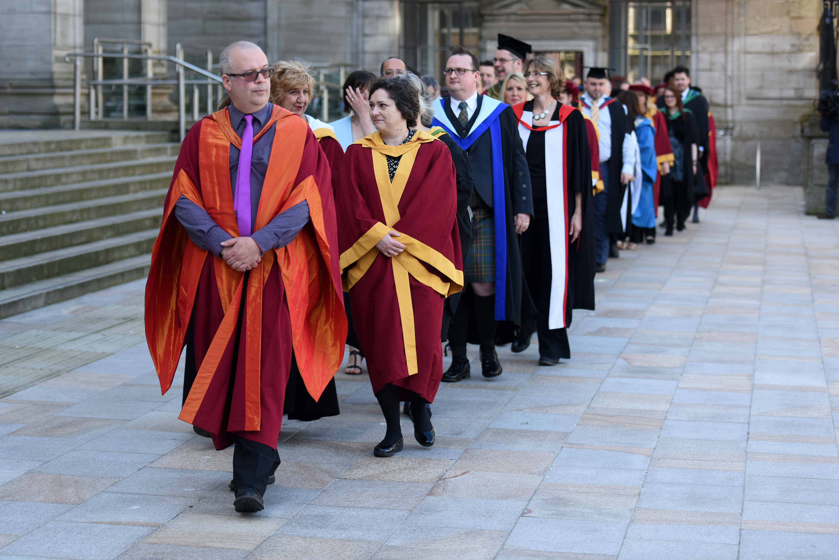 Abertay graduates being lead out during a recent ceremony