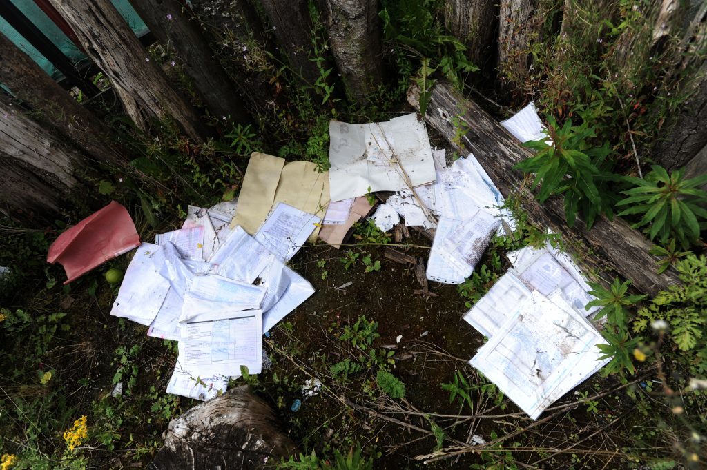 Some of the files found discarded at the site.