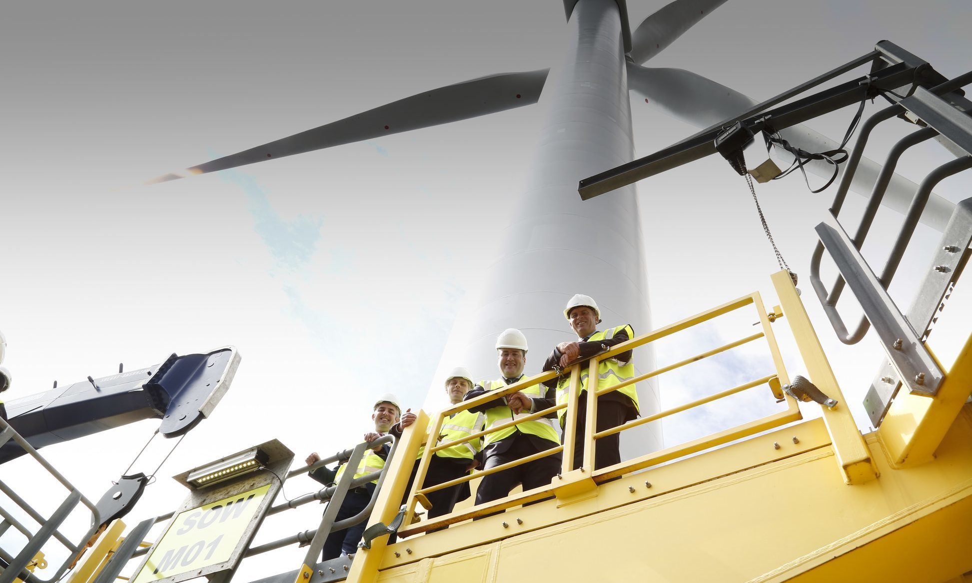 Scottish Energy Minister Paul Wheelhouse visiting the Levenmouth turbine.