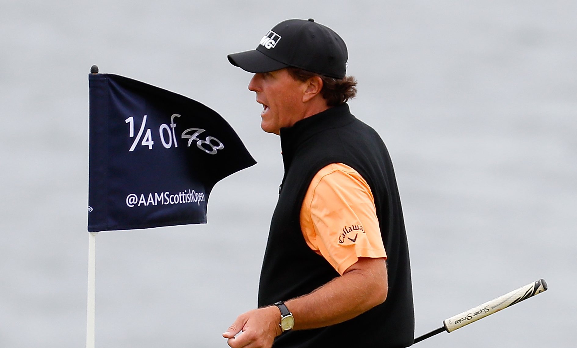 Phil Mickelson practising ahead of the Scottish Open at Castle Stuart.