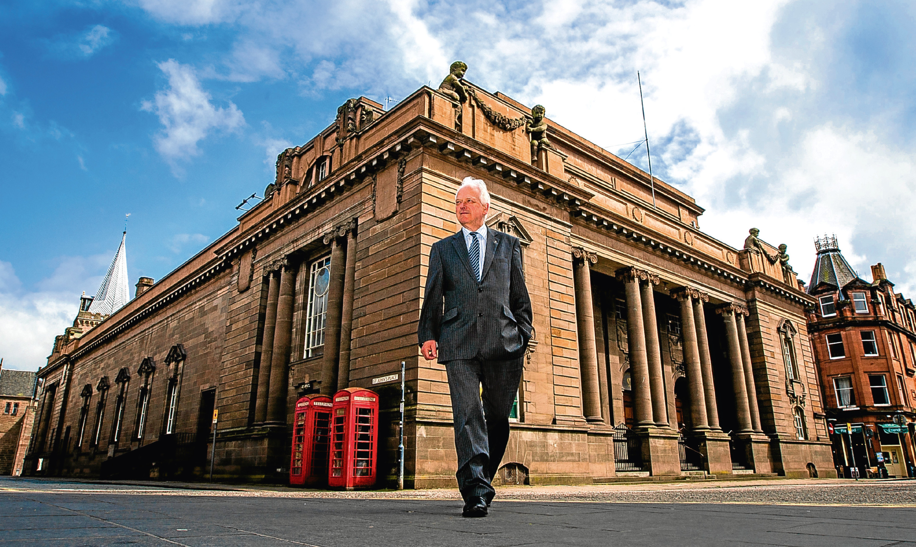 Perth and Kinross Council leader Ian Miller outside Perth city Hall.