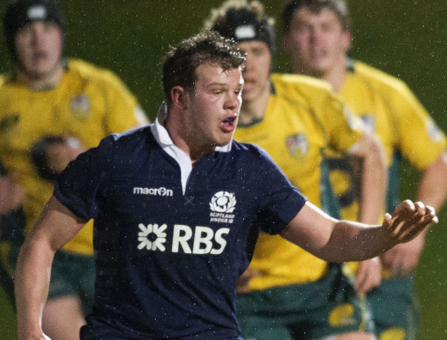 Cameron Fenton in action for Scotland U-19s.