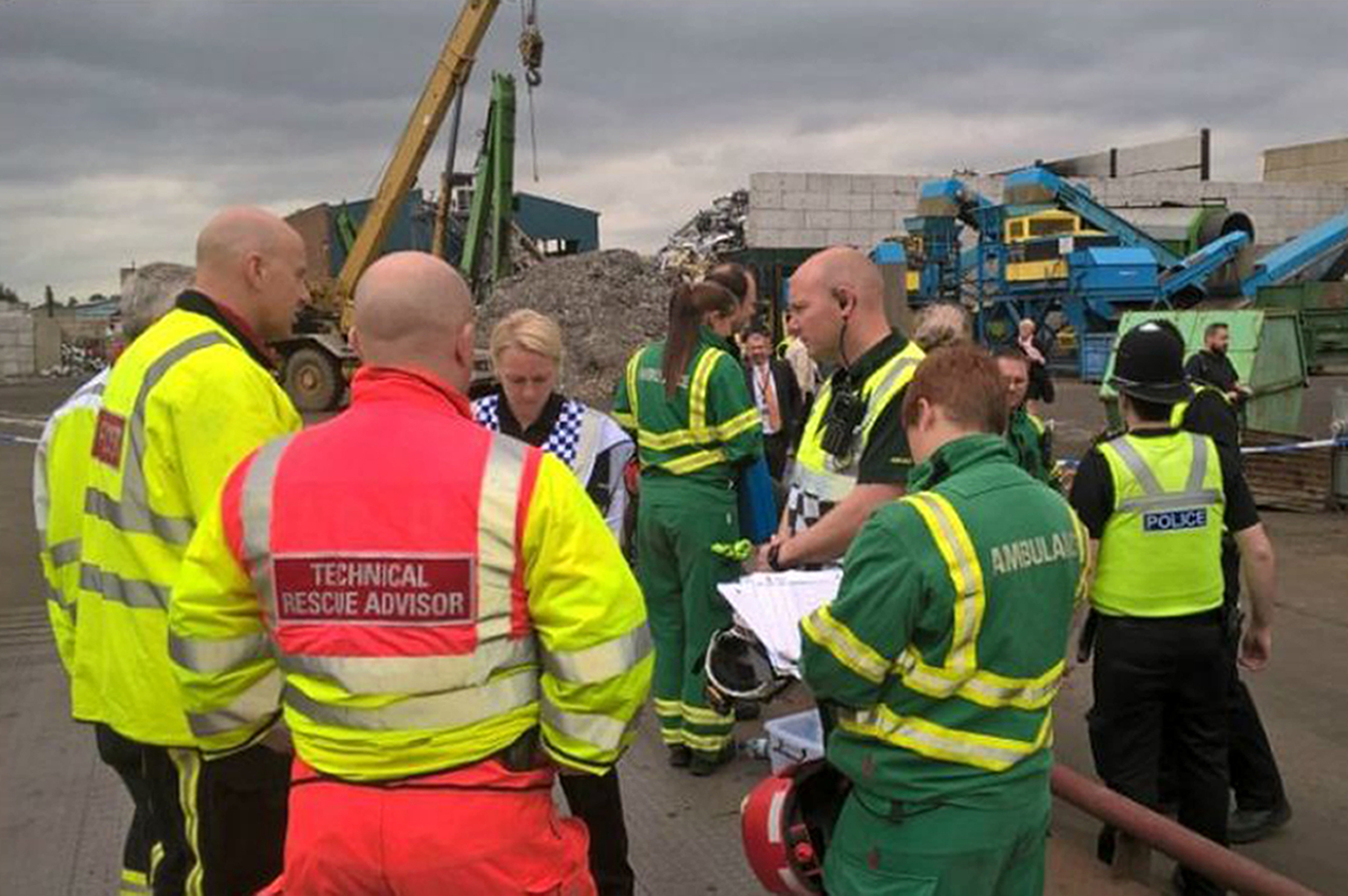 Five men died when a wall collapsed at a recycling plant in the Nechells area of Birmingham.
