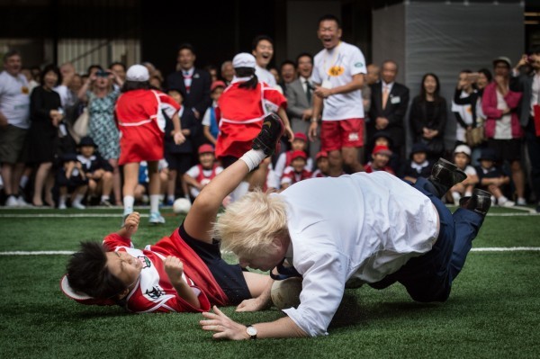 A crunching tackle as Boris shows who's boss.