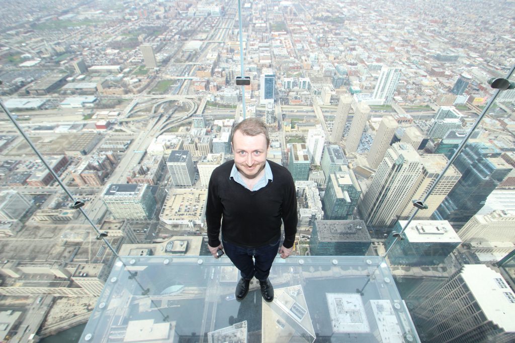 Damon on the Skydeck at Willis Tower.
