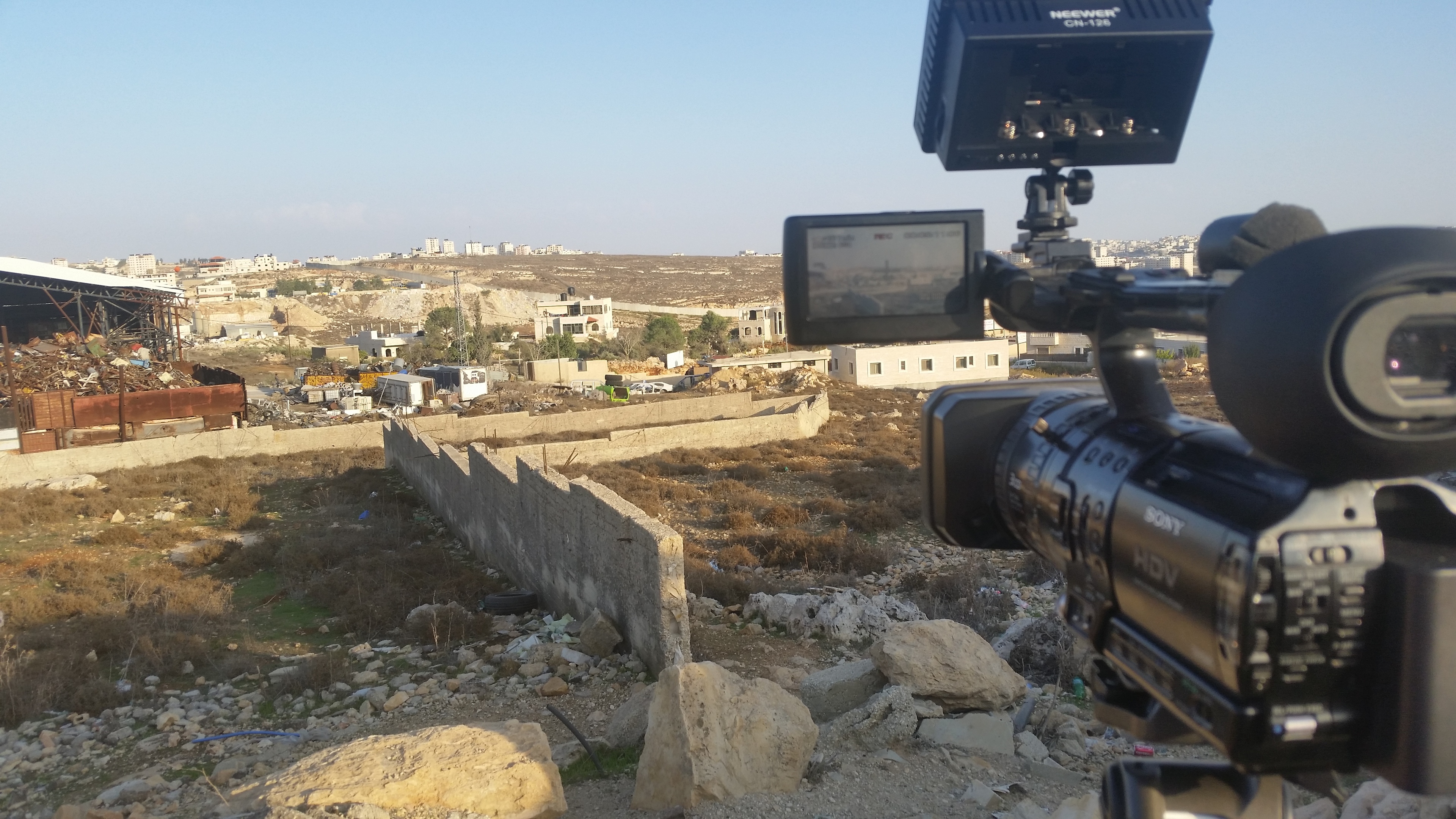 Filming the apartheid wall in Ramallah