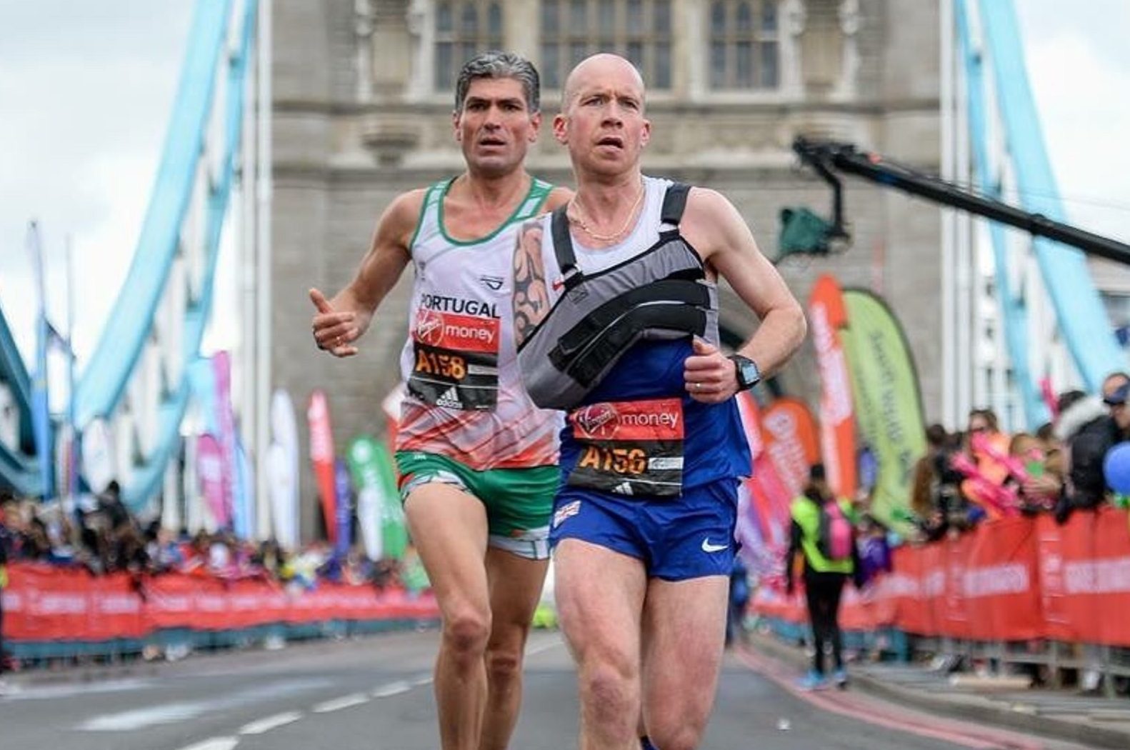 Derek Rae in action in the London Marathon.