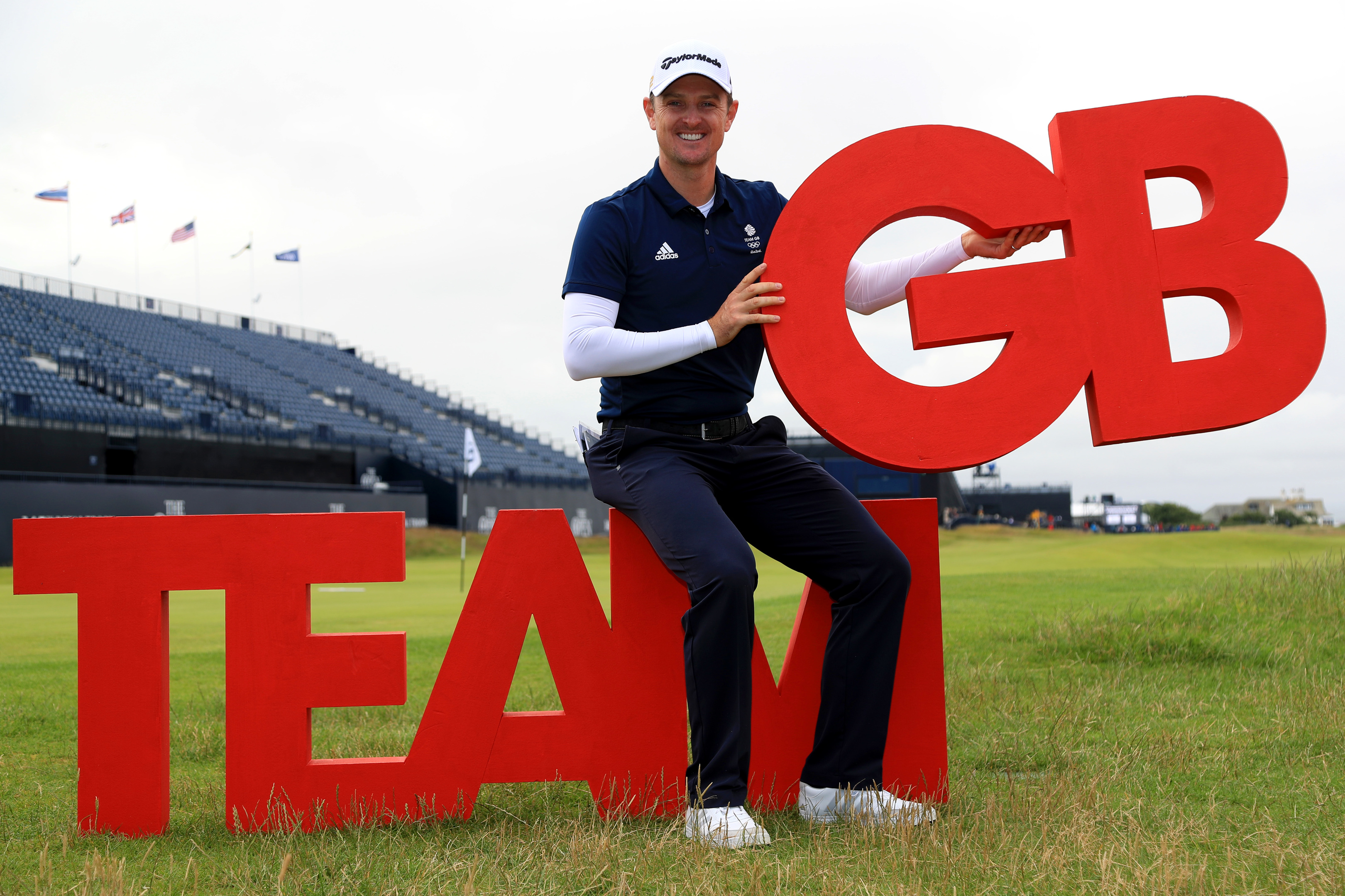 Justin Rose of England poses during a British Olympic Golf Team photocall.