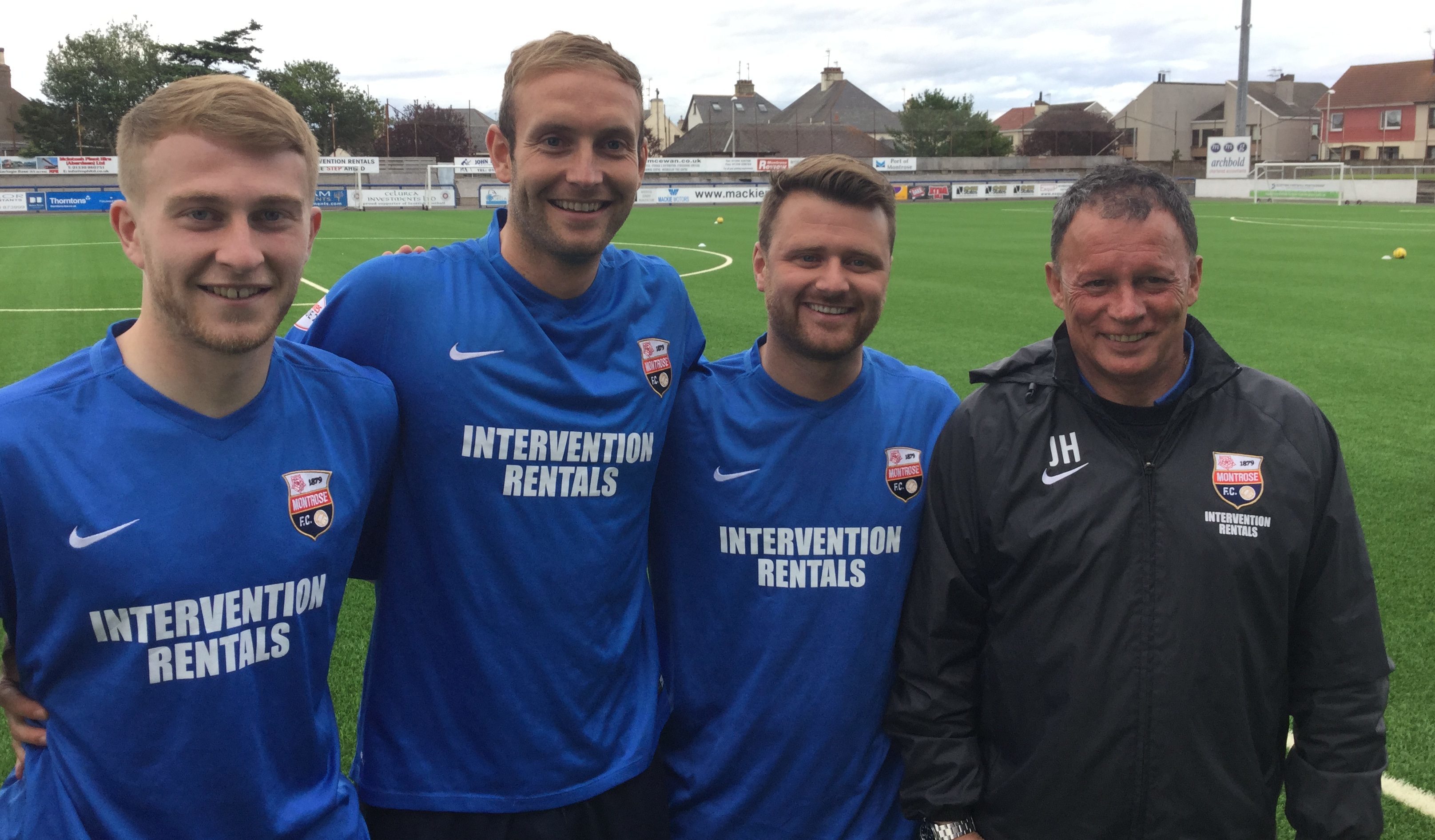 From left, Ross Lennie, Paul Watson and Chris Hegarty with assistant manager John Holt.
