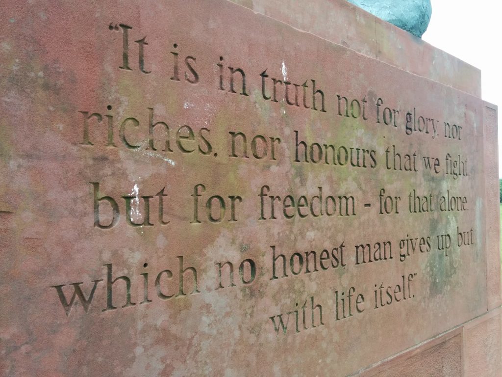 The inscription on the side of the Arbroath monument.