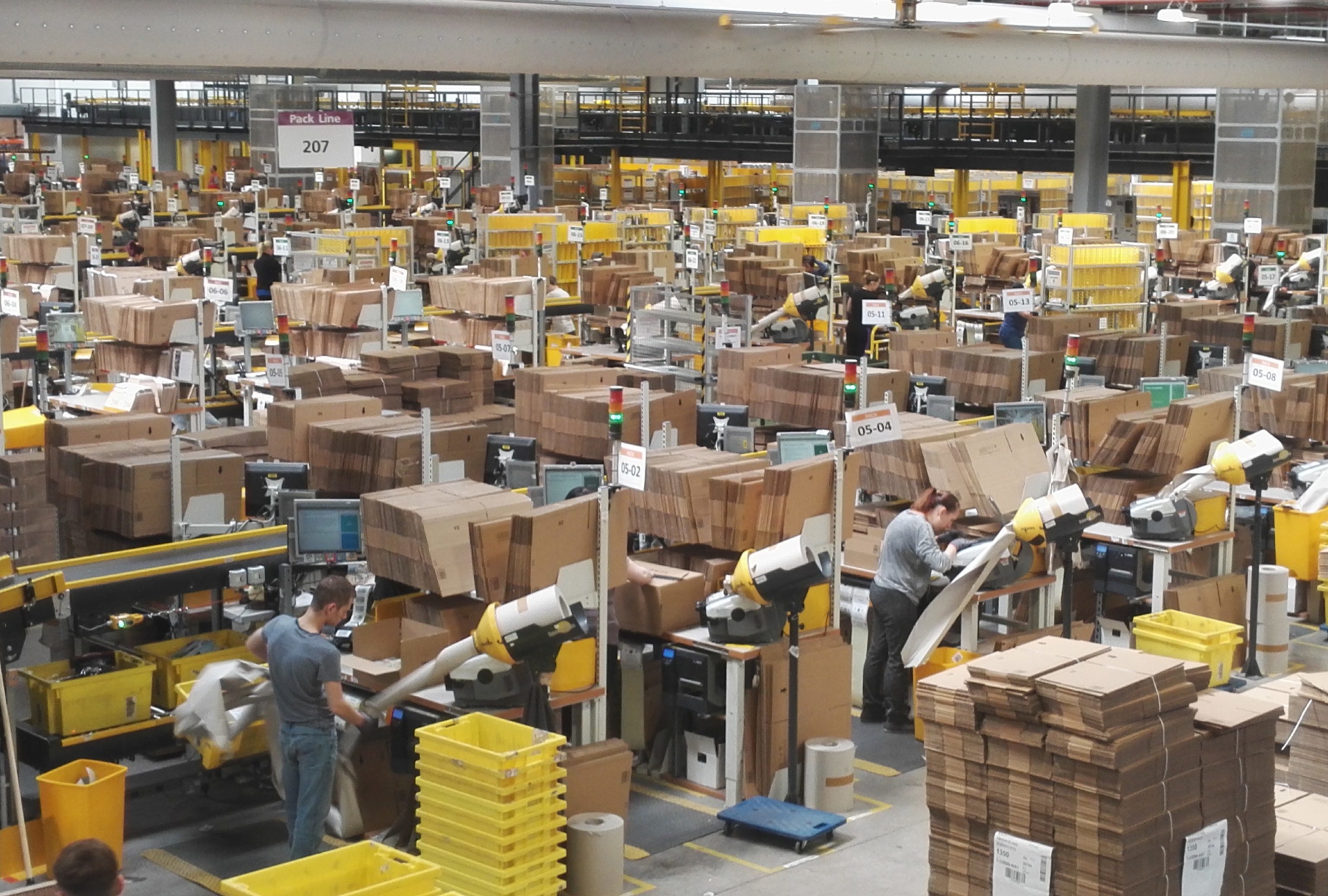 One of the main halls at Amazon's Dunfermline facility.