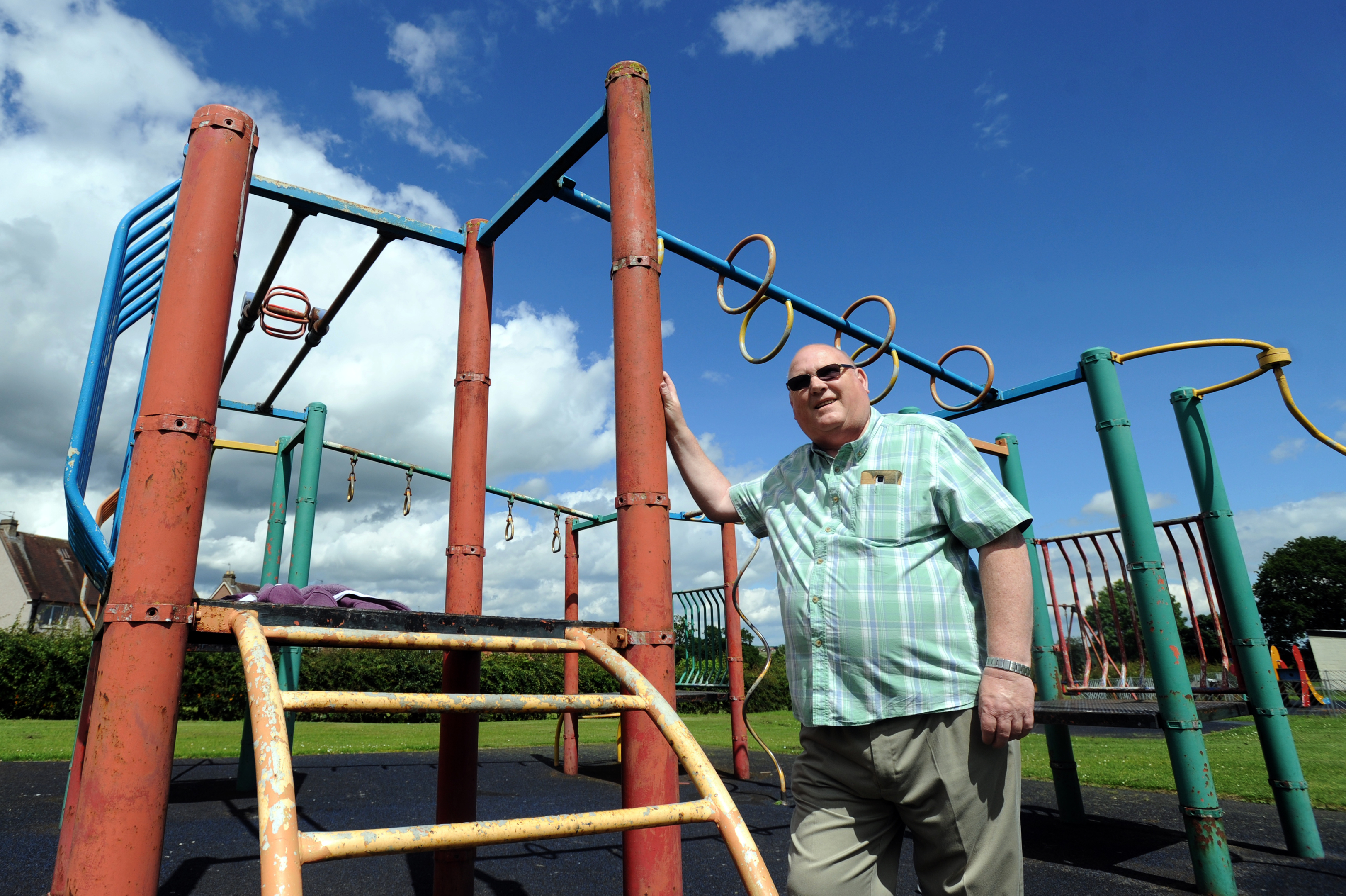 Mick Green at the climbing frame in Carleton Park, Glenrothes.