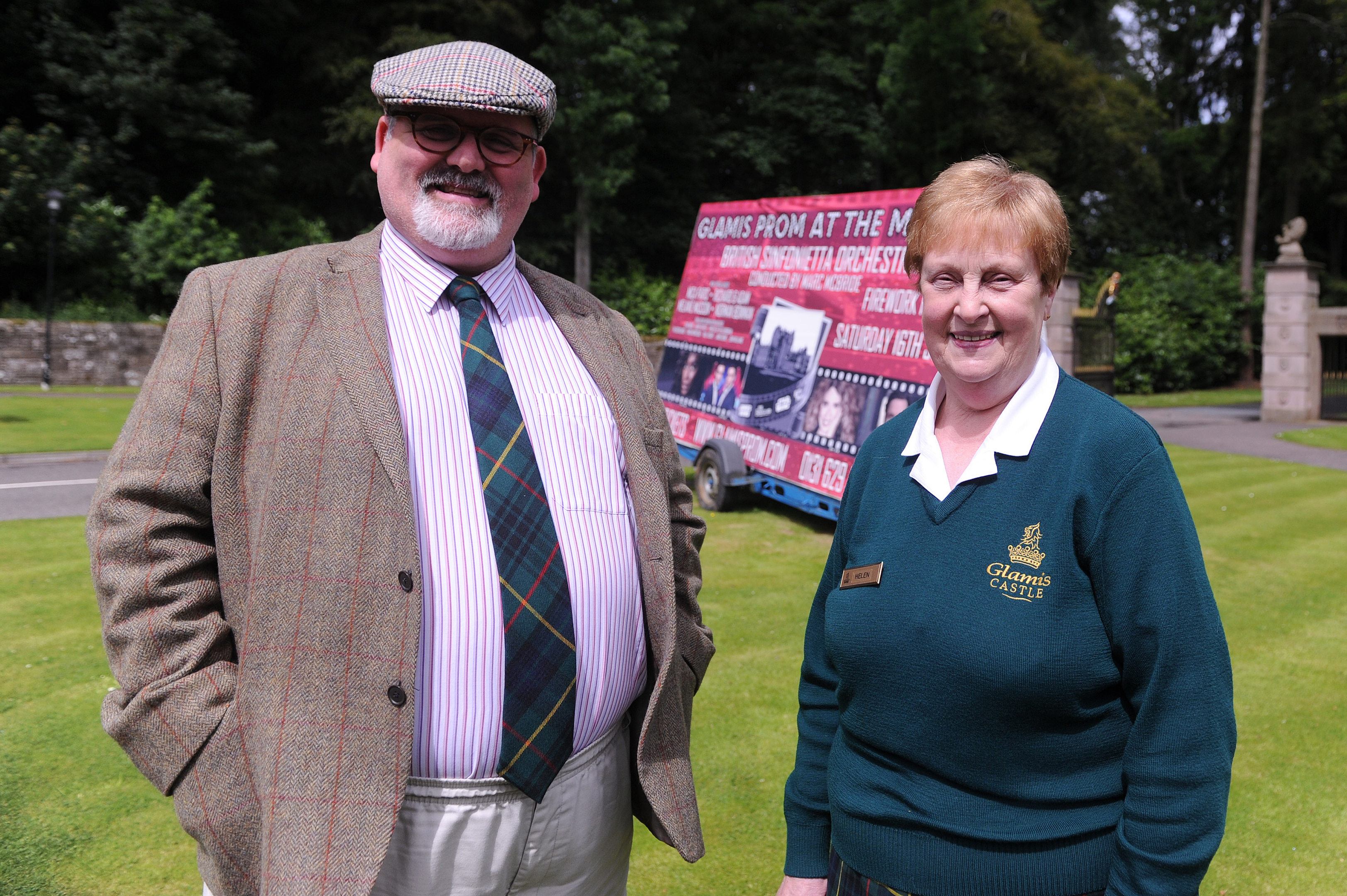 Former Glamis Castle general manager Tommy Baxter and Helen Lamont of the castle ticket office.