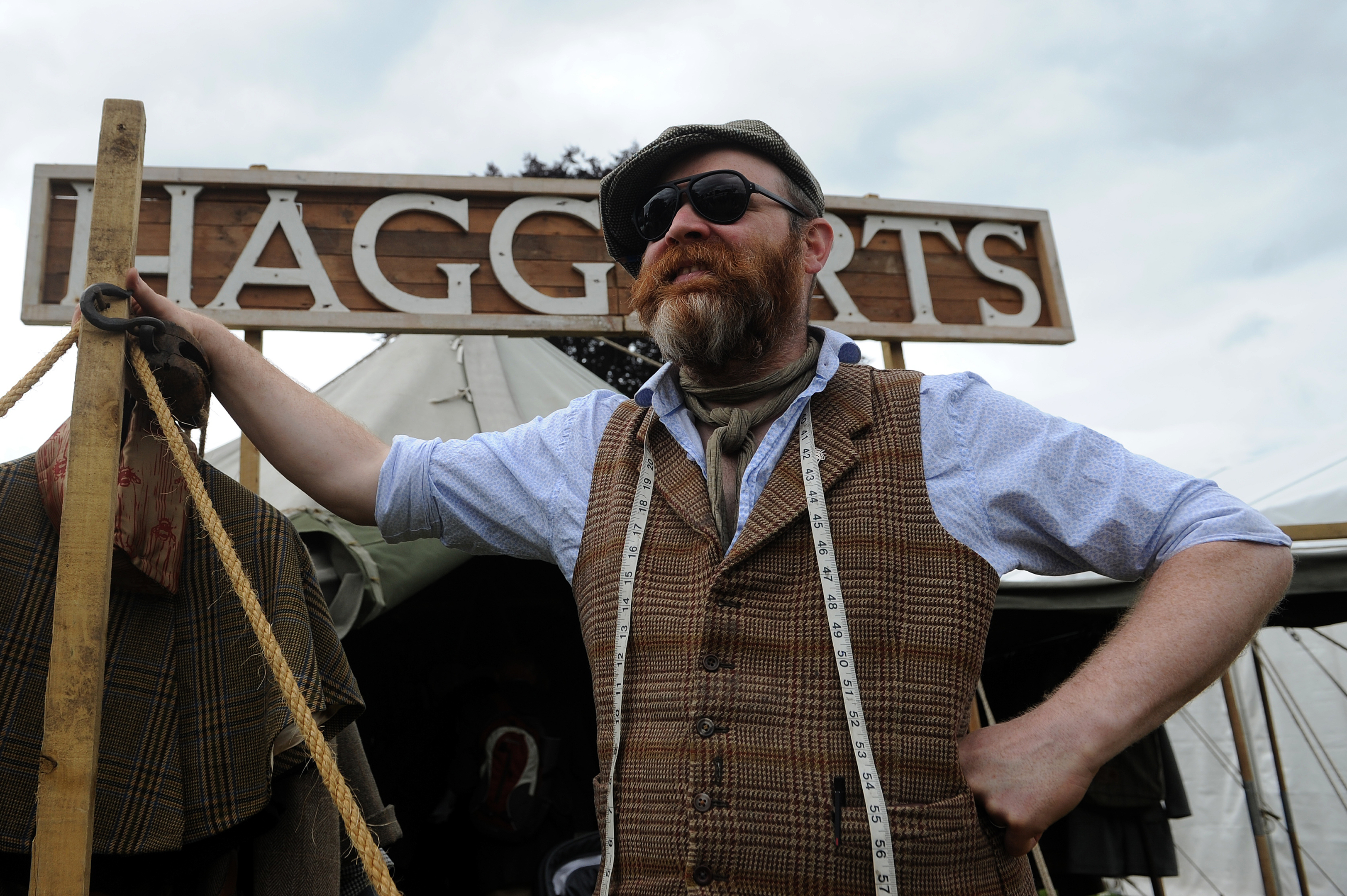 yan Hannigan ready to measure up customers to his Haggart's tent.