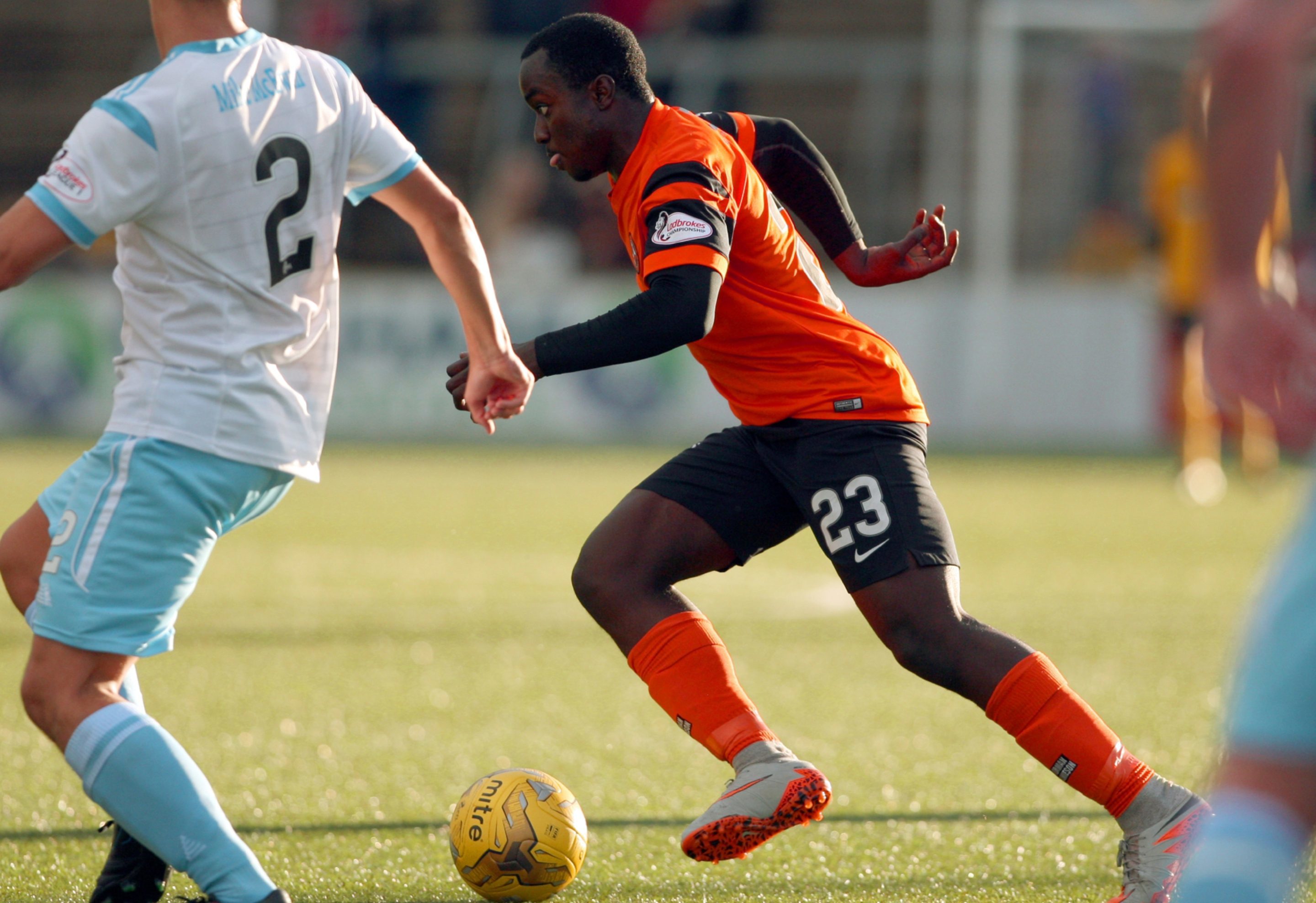 Justin Johnson torments the Forfar defence.