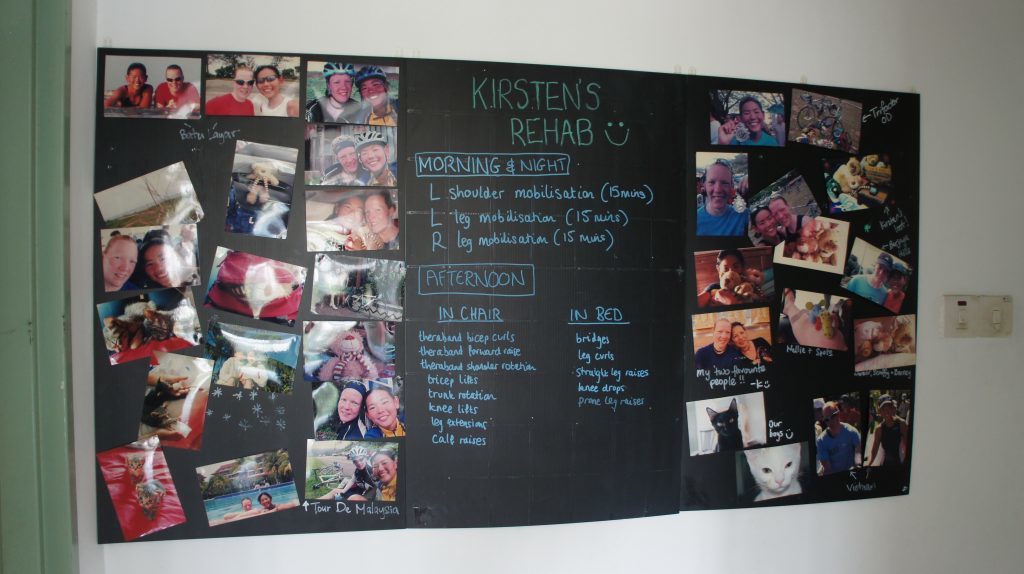 Kirsten's inspiration board during her rehab