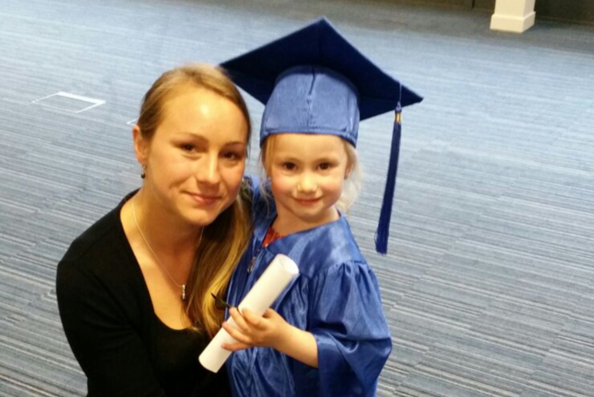 Mia Nogly with her mother Justyna.