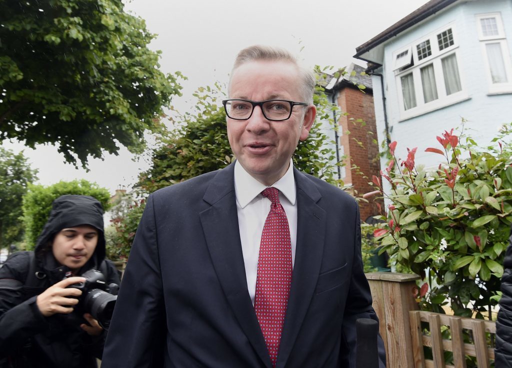 Michael Gove leaves his home in London, as he prepared to set out his case for becoming prime minister.