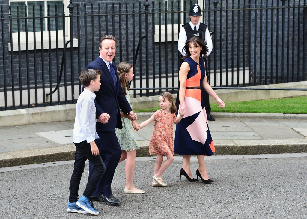 David Cameron with wife Samantha and children Nancy, 12, Elwen, 10, and Florence, 5, leave Downing Street