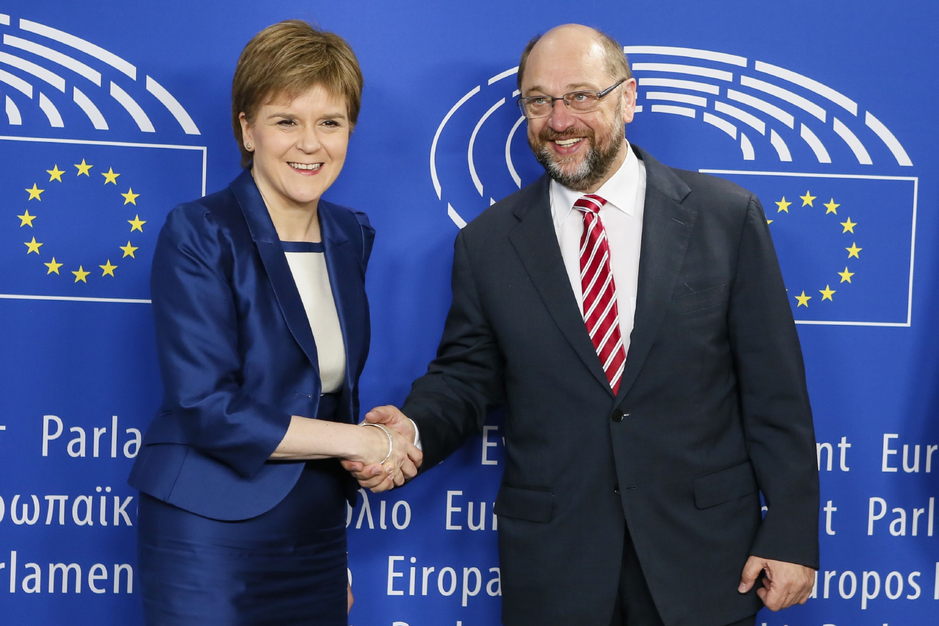 Scottish First Minister Nicola Sturgeon meeting European Parliament President Martin Schulz to discuss options for keeping Scotland in the European Union.