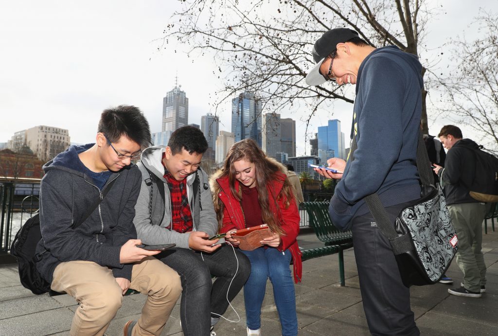 People play Pokemon Go in Melbourne, Australia.