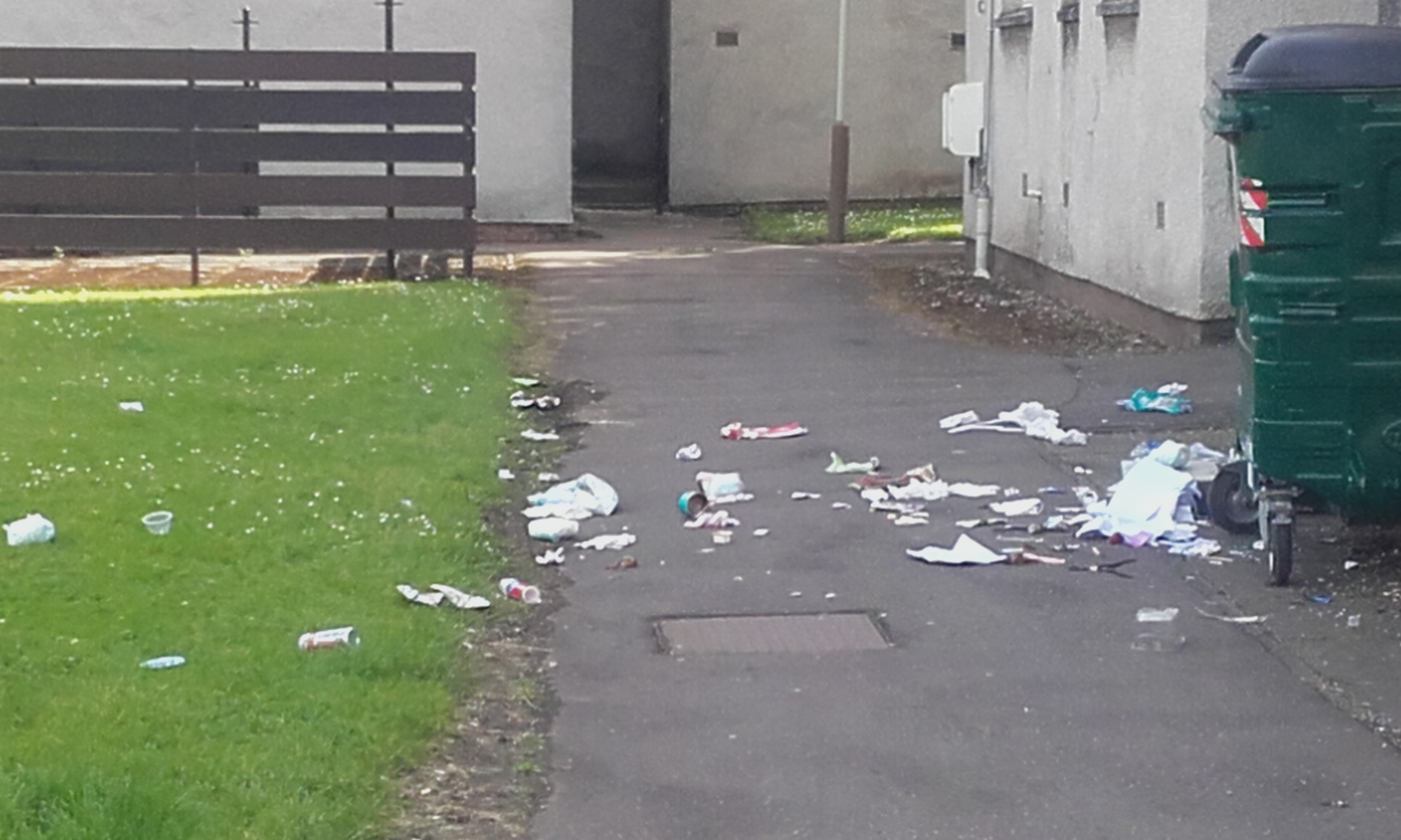 The bin in front of Jackie Jaskolski's flat.