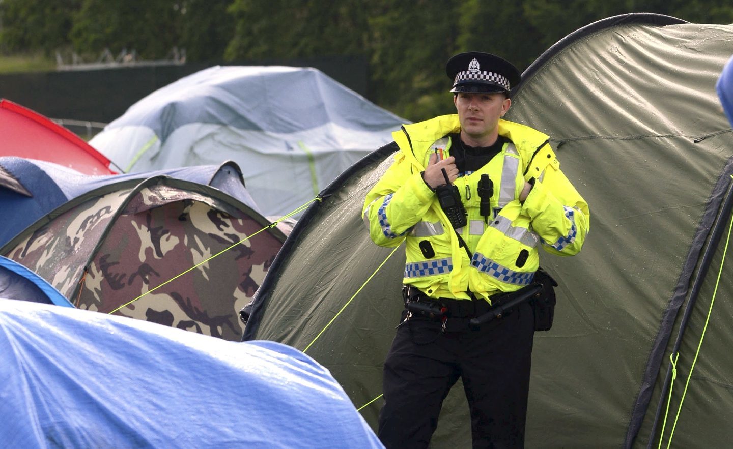 Police in the campsite at T in the Park.