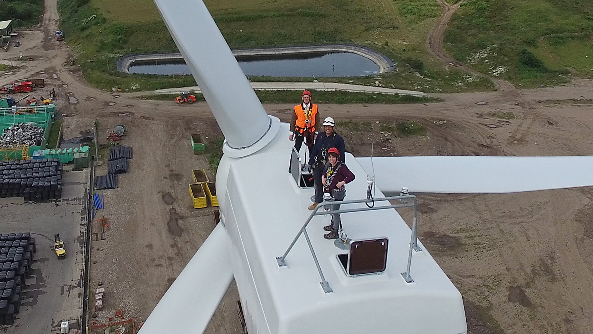 Cllr John Wincott is pictured (back) with, Scott Warren, of Spectrum Energy Systems, and (front) Hayley Williamson, of Resource Efficient Solutions.