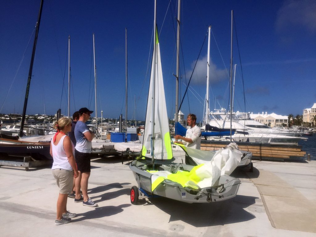 A lesson on the quay side at Royal Bermuda Yacht Club.