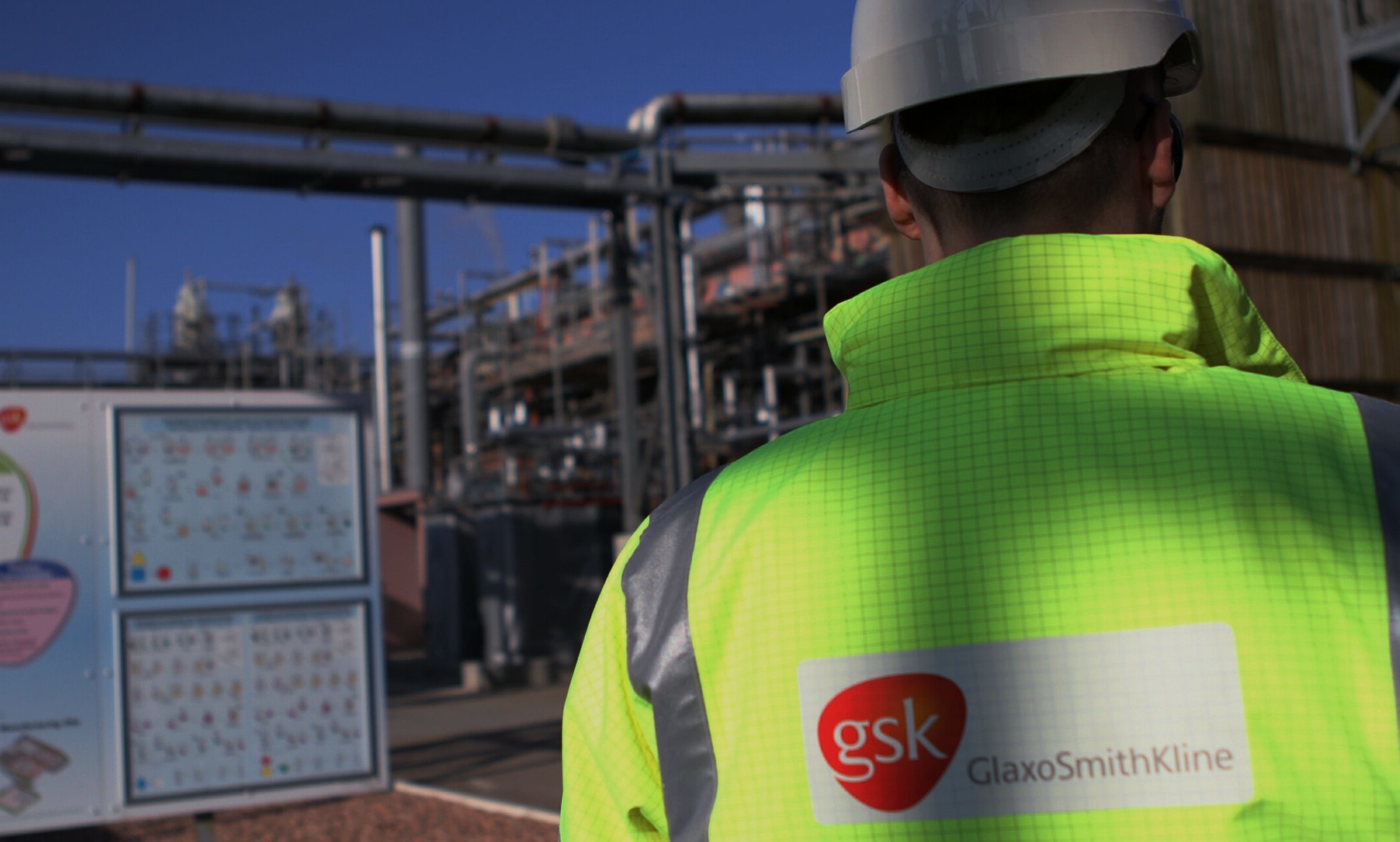 A worker at GlaxoSmithKline's plant at Montrose.