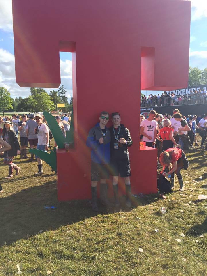 Daniel Tickle, pictured on the left, with friend Jack Fraser at T in the Park on Friday.