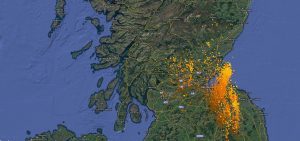Lightning strikes across Scotland today.