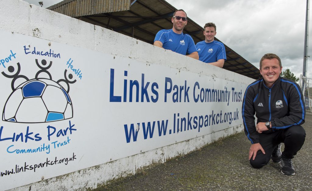 Links Park Community Trust project officers Andrew Westcott and Logan Cruickshank are pictured with project manager Peter Davidson. 