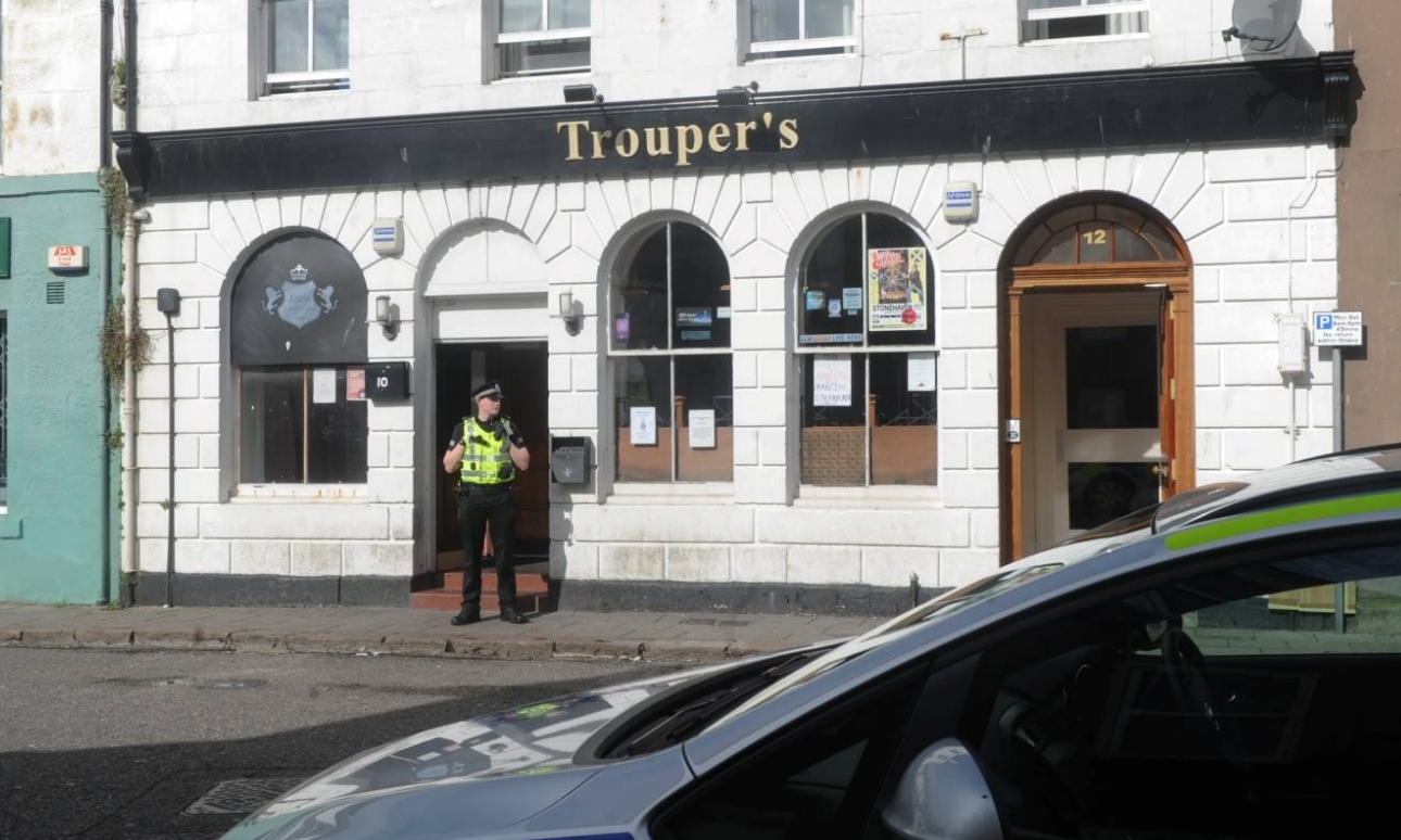 Police at the scene on Monday morning.