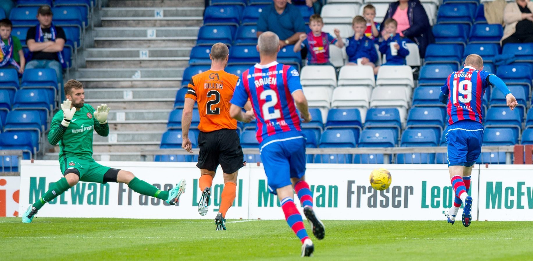 Cammy Bell (left) in action against Inverness.