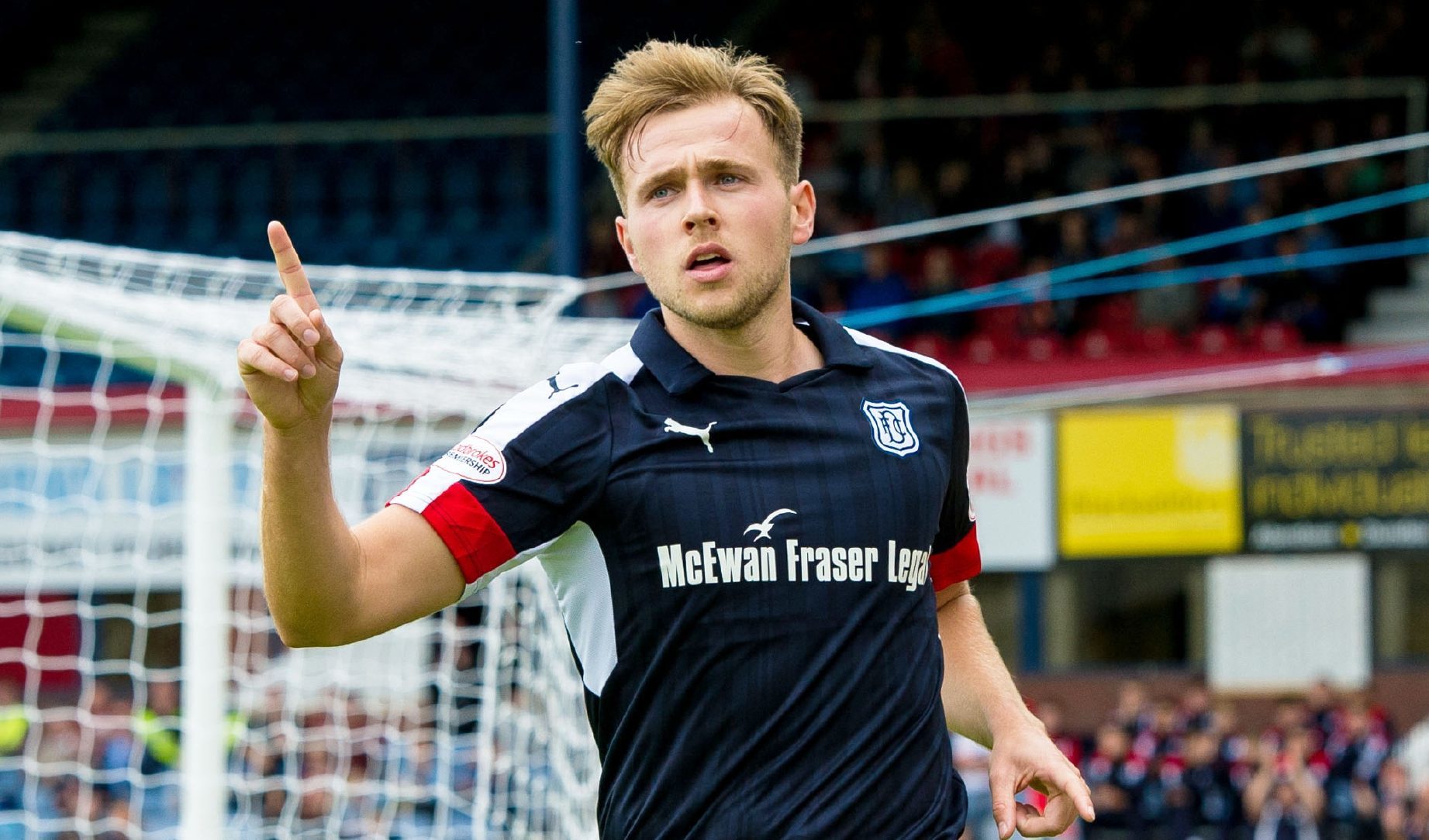 Greg Stewart celebrates one of his many Dundee goals.