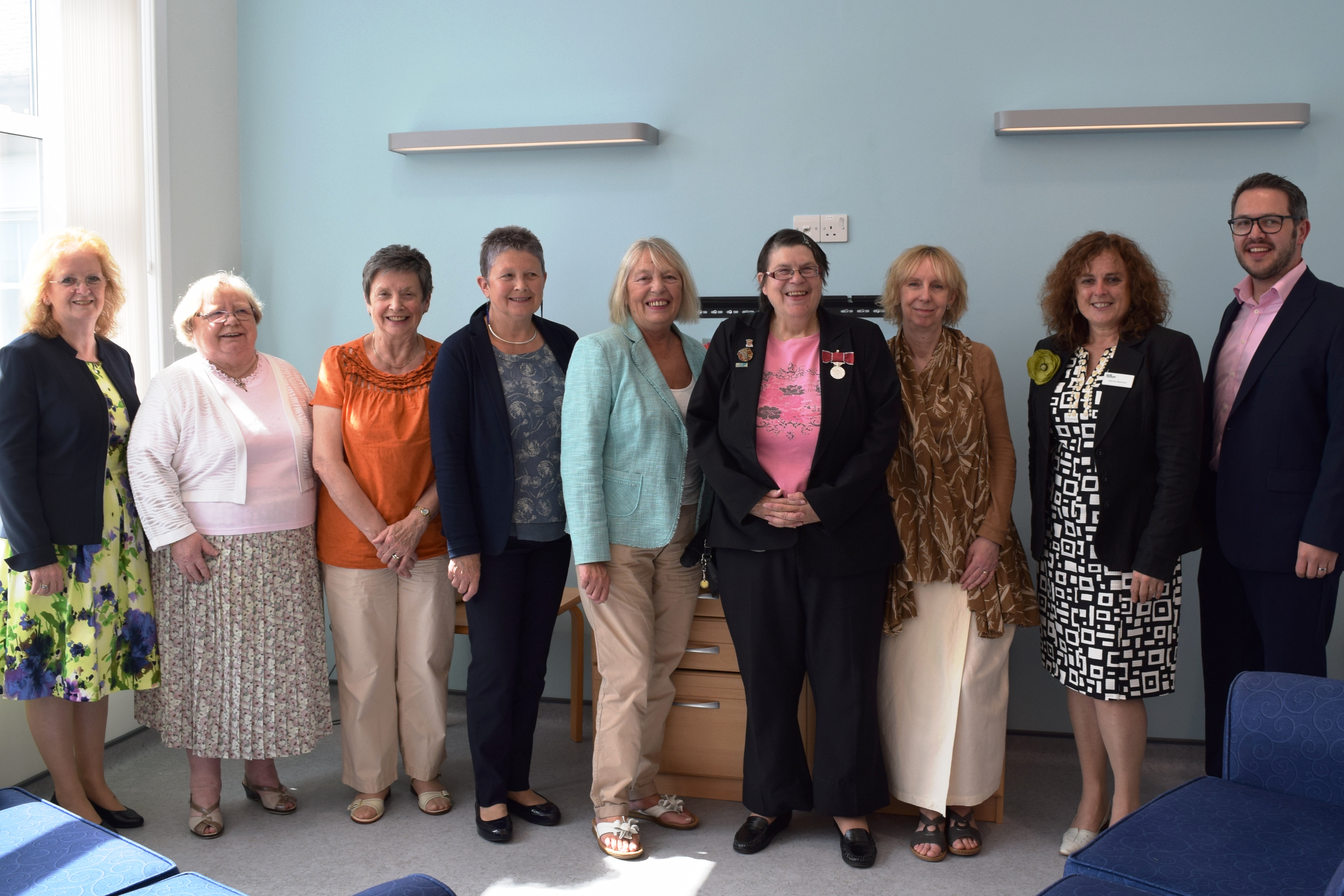 Representatives from NHS Tayside, Macmillan Cancer Support, architects Airken Turnbull and the integrated joint board from Angus Health & Social Partnership in the day lounge at Arbroath Infirmary.