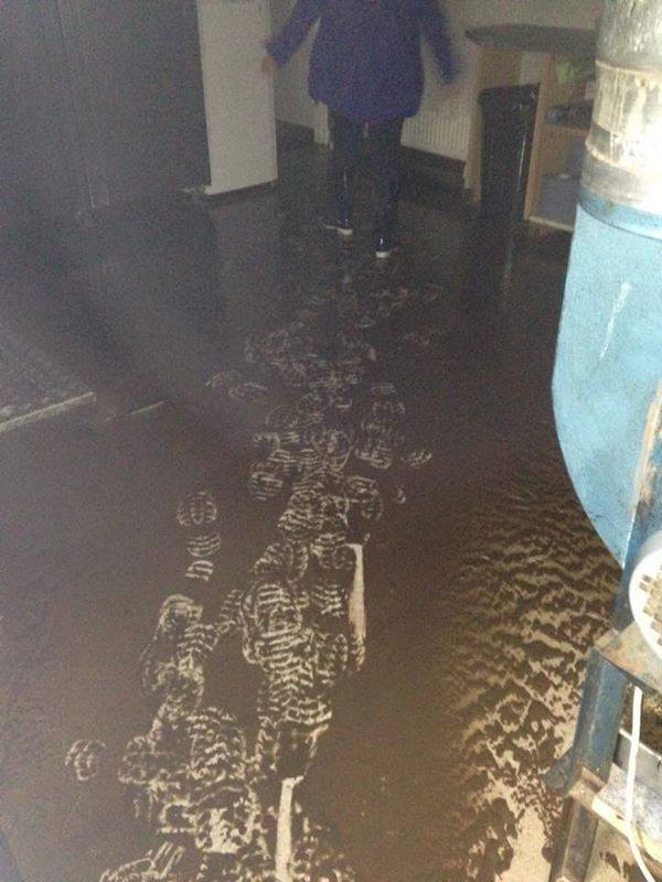 The aftermath of flooding at the fish bar.