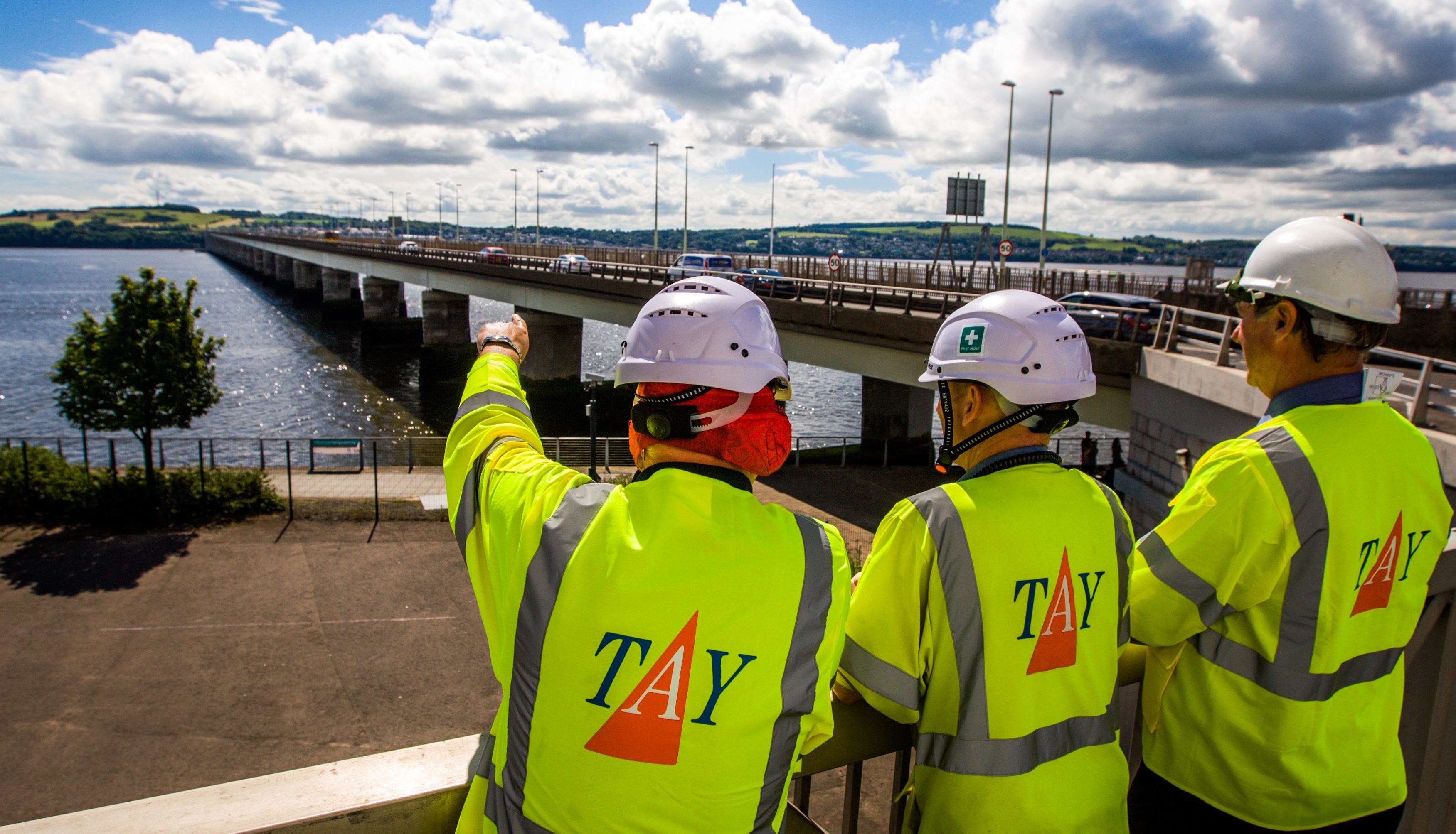 Crews working on the Tay Road Bridge