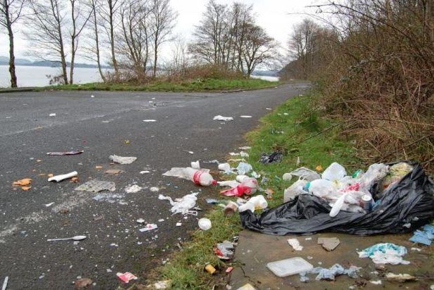 Rubbish at Loch Lomond which has banned wild camping in some areas.