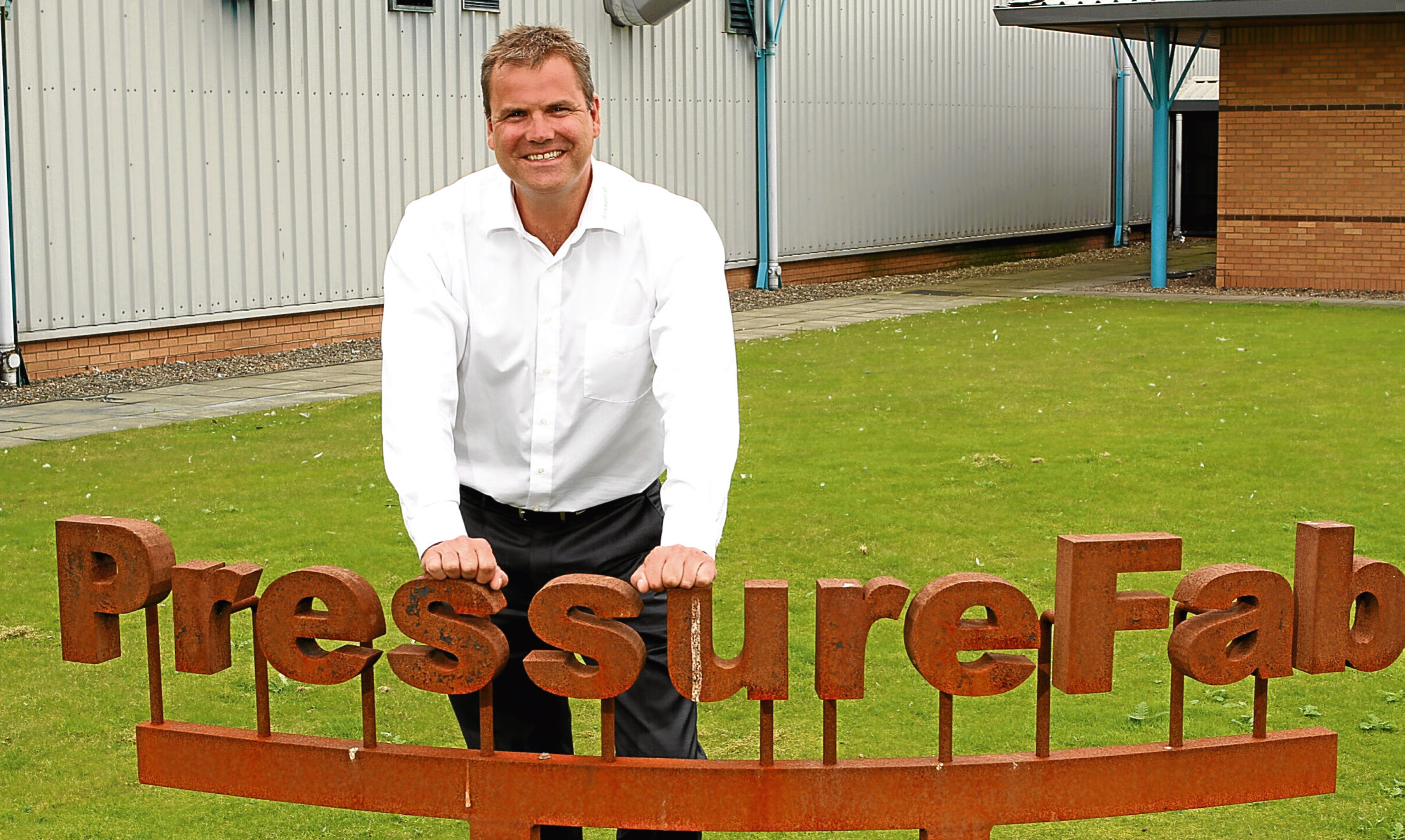 Hermann Twickler outside PressureFab's former premises at Riverside, Dundee.