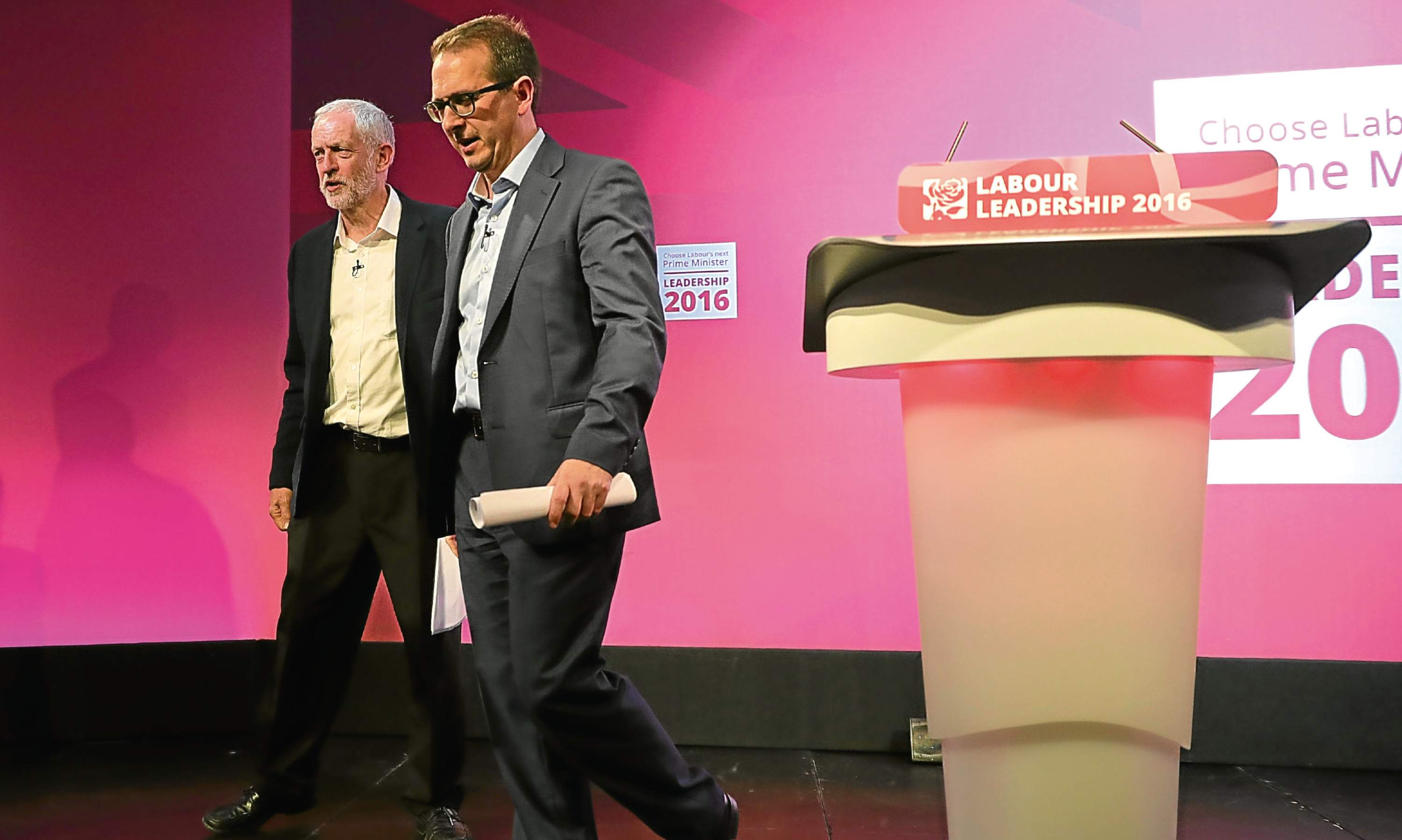 Jeremy Corbyn and Owen Smith during a hustings event.